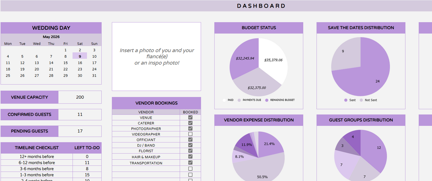 Be Your Planner Essentials Wedding Planner Spreadsheets Bundle