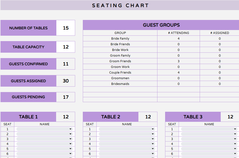 Be Your Planner Guest List and Seating Chart Bundle